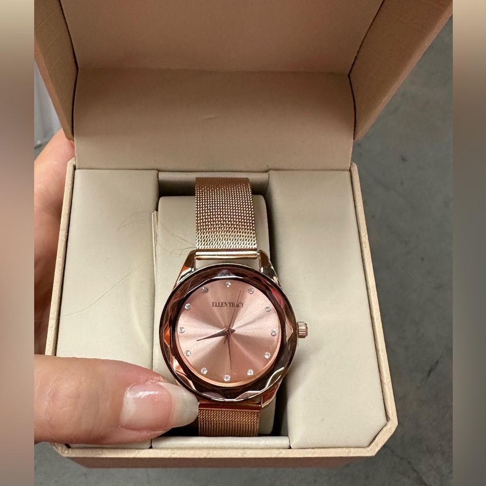 NWOT Ellen Tracy Rose Gold Watch. Original box.